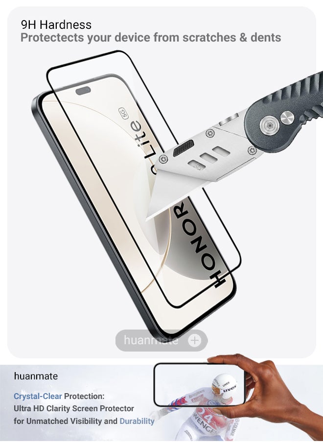 huanmate 2 Pieces Honor 400 Lite Screen Protector – Premium Edge to Edge Tempered Glass, High Transparency, Delicate Touch, Anti-Explosion, Smooth Arc Edges, Easy Installation  - Image 3