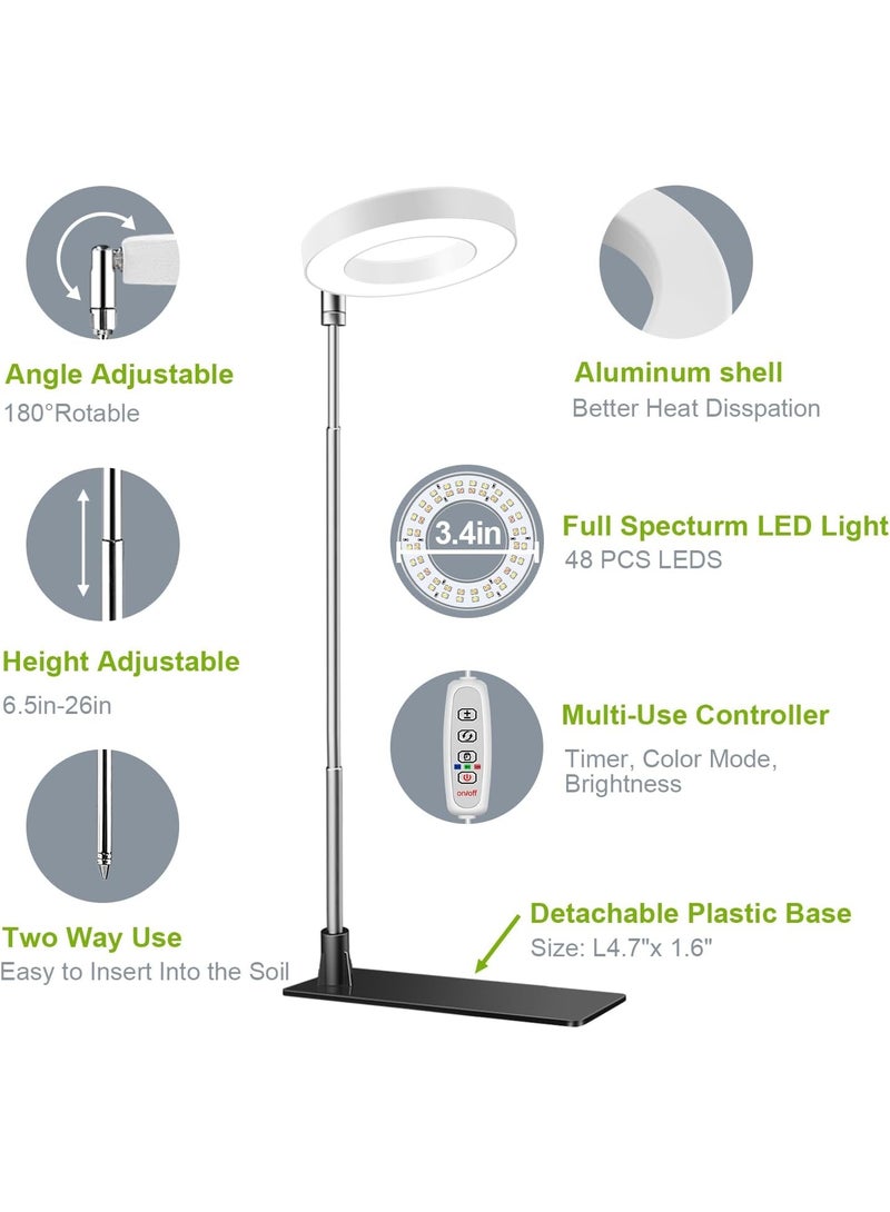 Relex Grow Lights for Indoor Plants, Full Spectrum Growing lamp with Detachable Base, Height Adjustable, 3 Colors, 10 Dimming, Automatic Timer, Plant Light for Succulents Small Plants - Image 2