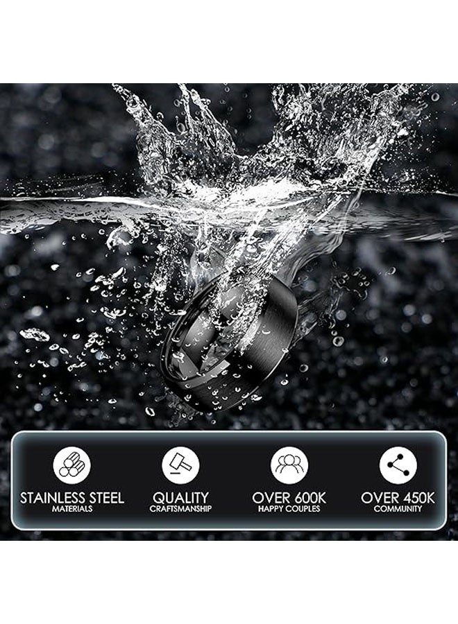 Wedding Ring for Men and Women, Stainless Steel Ring, 8mm Bands Jewelry, Polished Smooth Inner Face - Comfort Fit Sizes 7 - Image 3