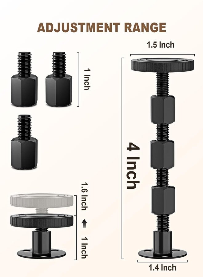 MERDTTES 2PCS Adjustable Threaded Bed Frame Anti-Shake Tool, Upgraded Headboard stoppers with Free Furniture Pads, Easy Installation Bedside Anti-Shake Tool for Headboards, Cabinets and Sofas, 1.18-4.13in - Image 2
