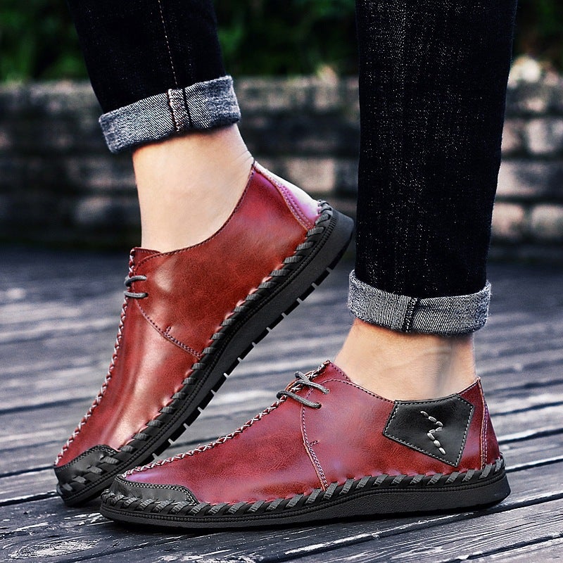 Men'S Casual Leather Shoes Breathable Leather Shoes Men'S Retro Soft Handmade Shoes Men'S Leather Shoes - Image 3