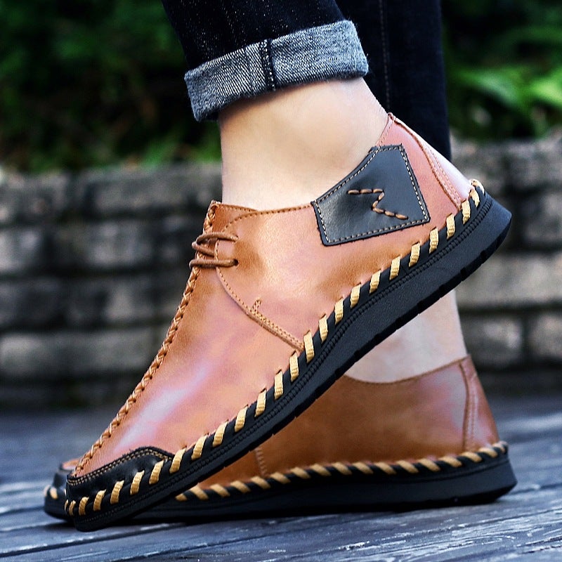 Men'S Casual Leather Shoes Breathable Leather Shoes Men'S Retro Soft Handmade Shoes Men'S Leather Shoes - Image 2