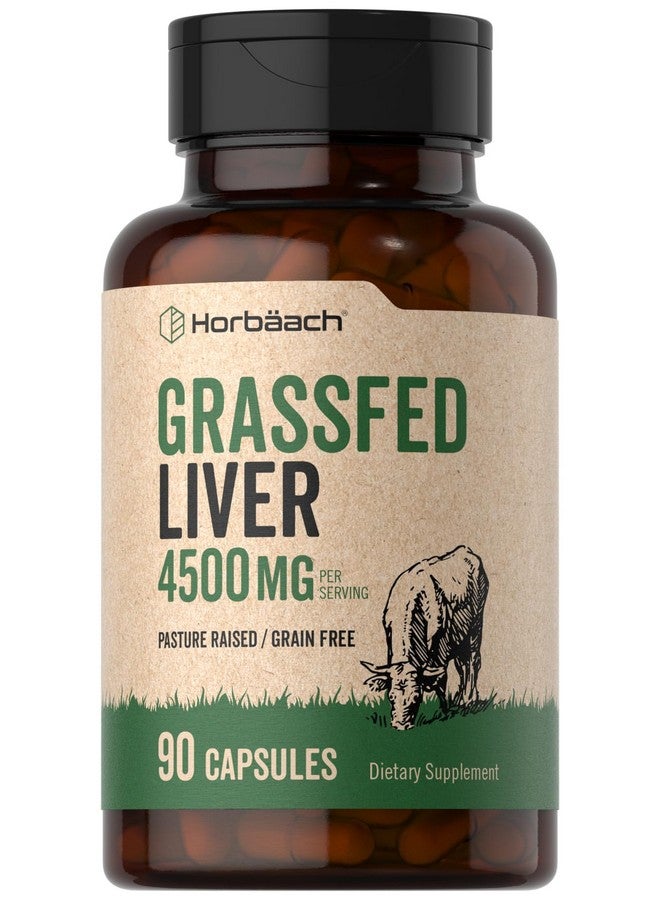 Horbäach Grass Fed Beef Liver | 4500mg | 90 Capsules | Desiccated, Pasture Raised, Grain Free, Non-GMO Supplement - Image 1