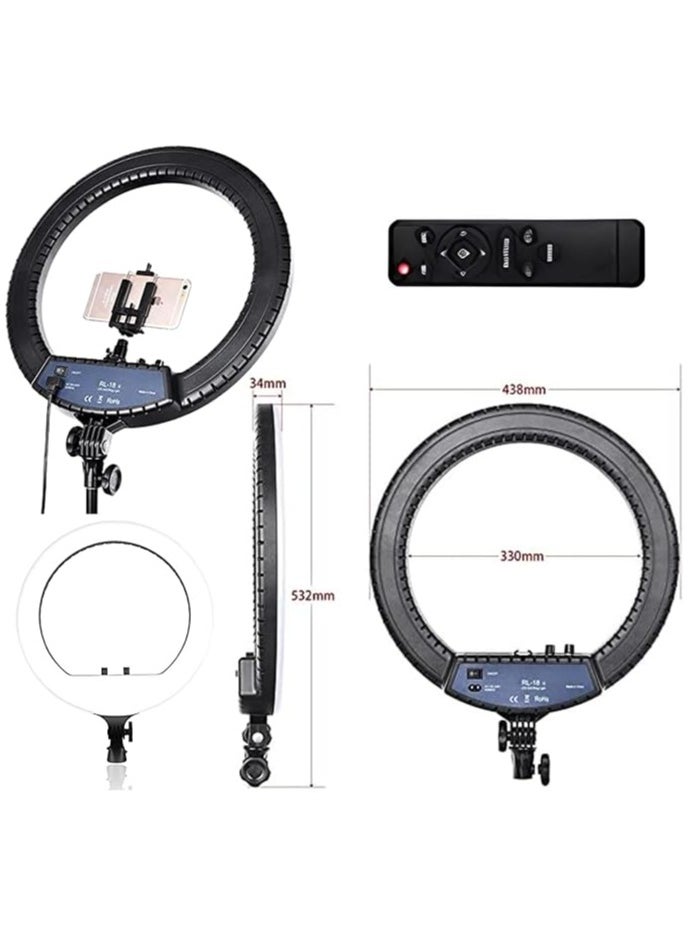 Houmt - HOUMT RL-18 Ring Light, 18 inch Soft Ring LED Light for Live Broadcast YouTube Vlog Video Shooting with Remote Control 3 Phone Holder Special Ring Fill Light - Image 1