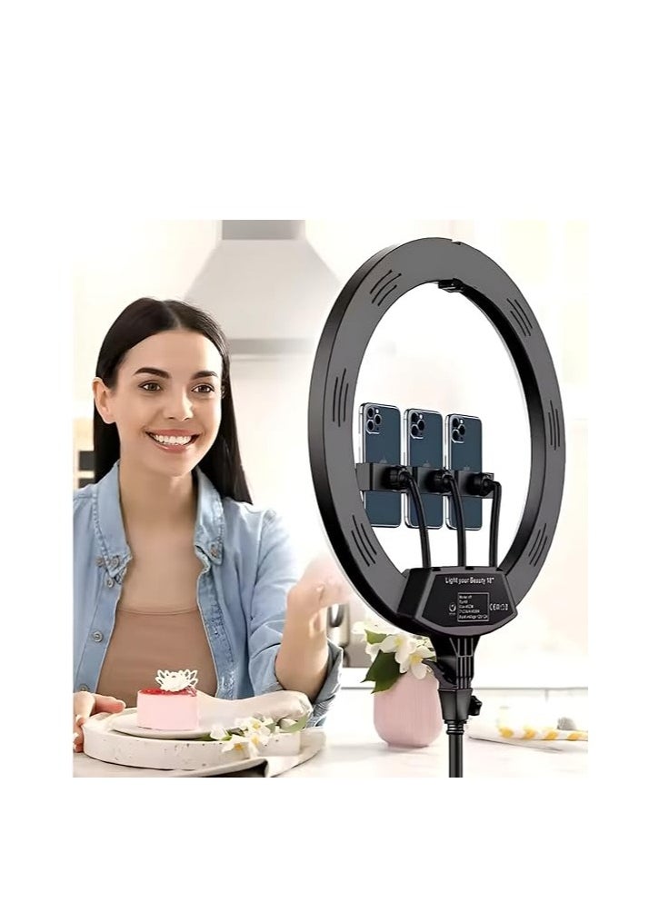 Houmt - HOUMT RL-18 Ring Light, 18 inch Soft Ring LED Light for Live Broadcast YouTube Vlog Video Shooting with Remote Control 3 Phone Holder Special Ring Fill Light - Image 1