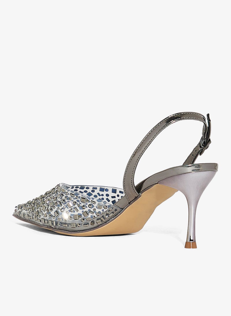 Ella Limited Edition diamante clear pointy sling back pump - Image 3