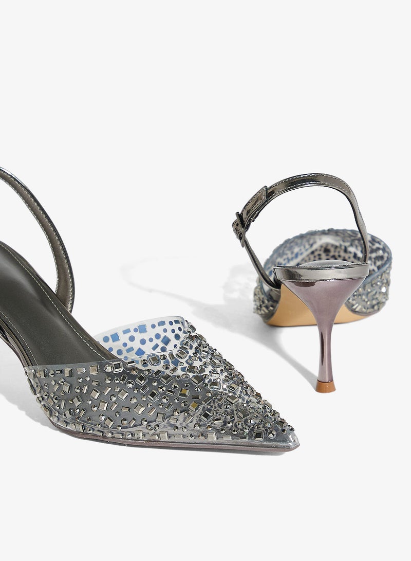 Ella Limited Edition diamante clear pointy sling back pump - Image 4