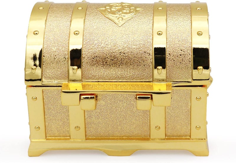 AVESON Rectangle Vintage Metal Treasure Chest Trinket Jewelry Box Gift Box Ring Case for Girls Ladies Women, Small, Gold - Image 3