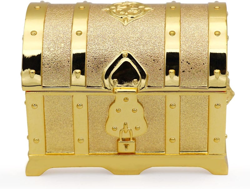 AVESON Rectangle Vintage Metal Treasure Chest Trinket Jewelry Box Gift Box Ring Case for Girls Ladies Women, Small, Gold - Image 4