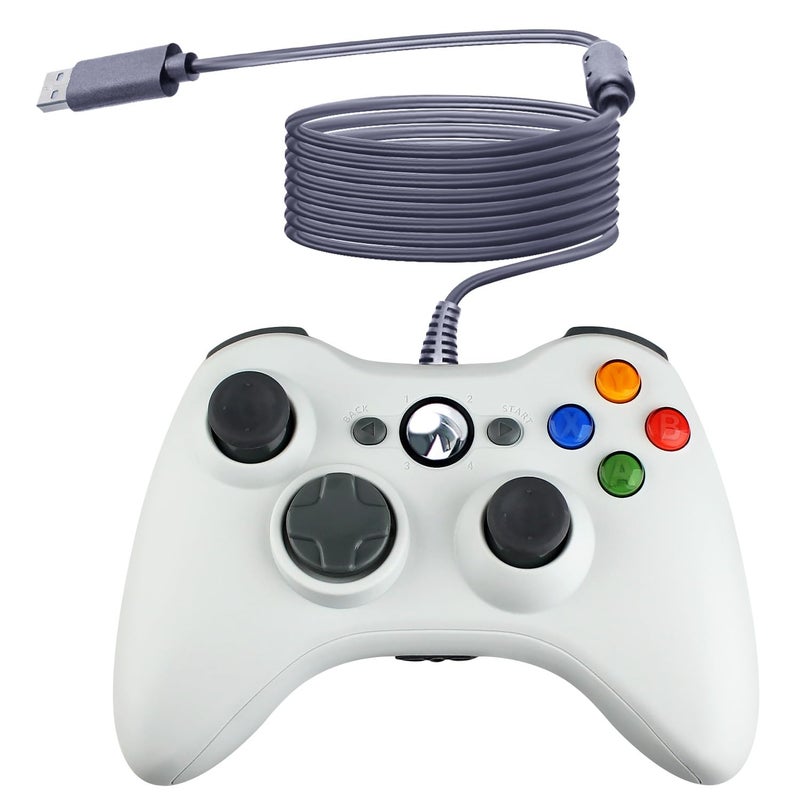 OSTENT Wired USB Controller Gamepad Joystick for Microsoft Xbox 360 Console Windows PC Laptop Computer Video Game Color White - Image 1