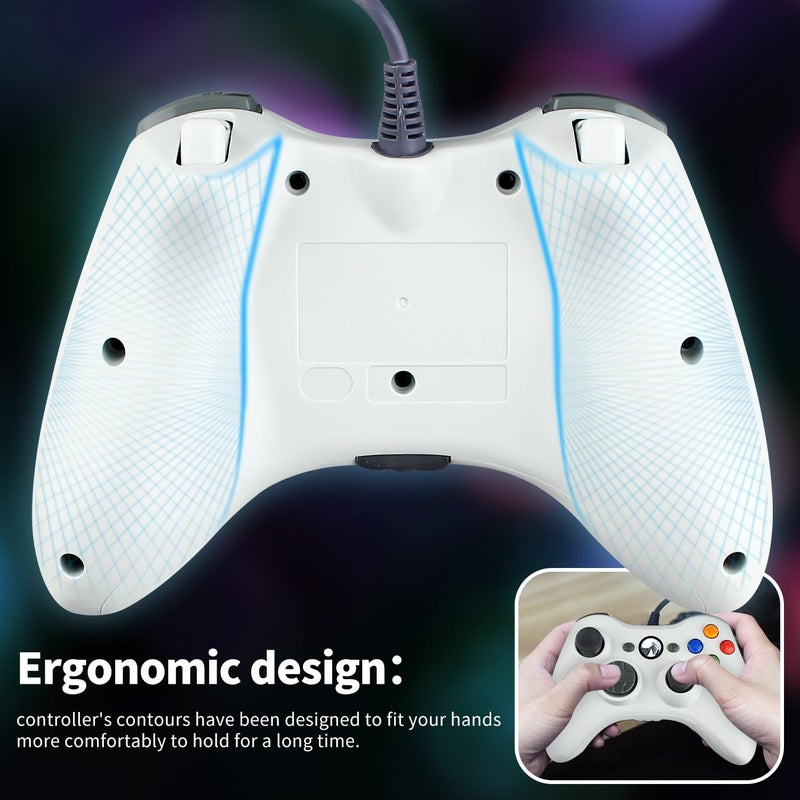 OSTENT Wired USB Controller Gamepad Joystick for Microsoft Xbox 360 Console Windows PC Laptop Computer Video Game Color White - Image 3