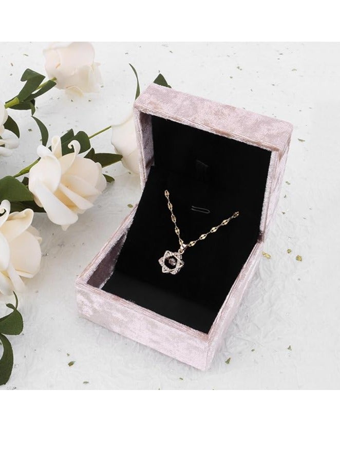 DesignSter Pendant Necklace Gift Box,Necklace Pendant Box for Jewellery Gift Boxes,Vintage Necklace Display Case for Engagement, Anniversary, Ceremony,Pink - Image 2