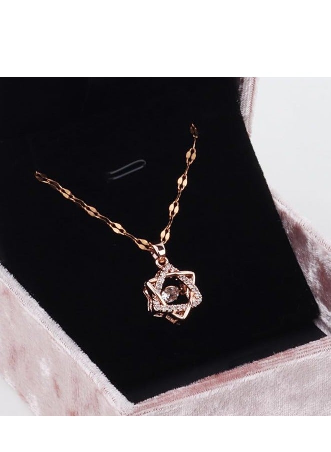 DesignSter Pendant Necklace Gift Box,Necklace Pendant Box for Jewellery Gift Boxes,Vintage Necklace Display Case for Engagement, Anniversary, Ceremony,Pink - Image 4