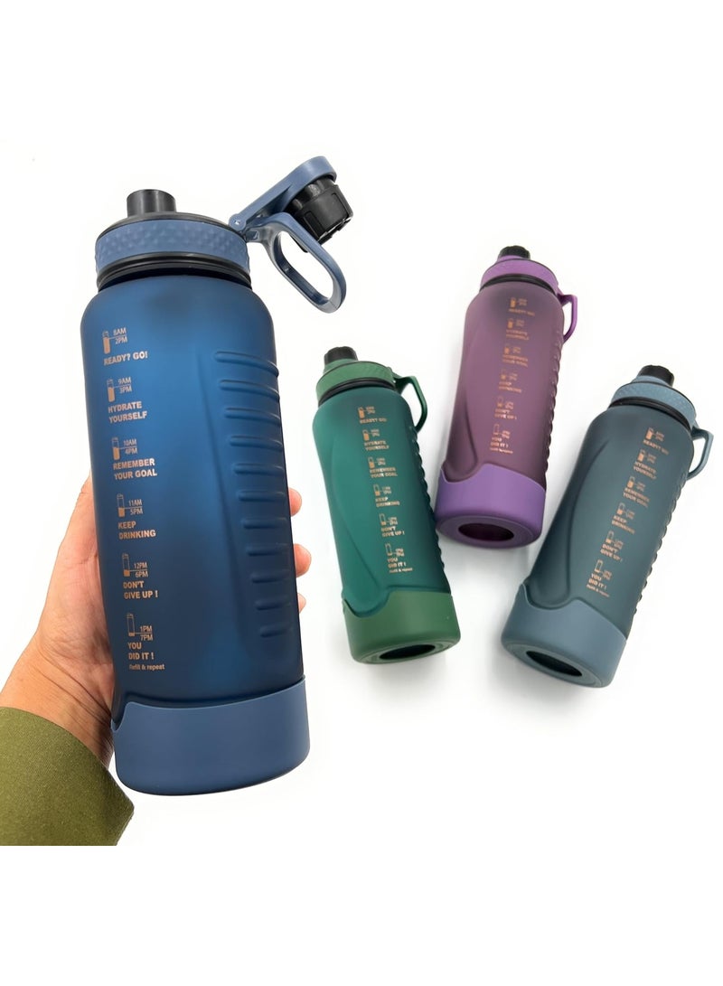 VIO Sports Water Bottle Time Marker Leak Proof Reusable Motivational Drinking Fitness 1L Jug Portable Sturdy Daily Use Anti Slip Base Drinkware for Men Women Kids School Sports Fitness Purple - Image 3