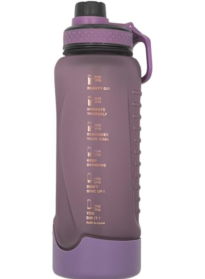 VIO Sports Water Bottle Time Marker Leak Proof Reusable Motivational Drinking Fitness 1L Jug Portable Sturdy Daily Use Anti Slip Base Drinkware for Men Women Kids School Sports Fitness Purple - Image 4