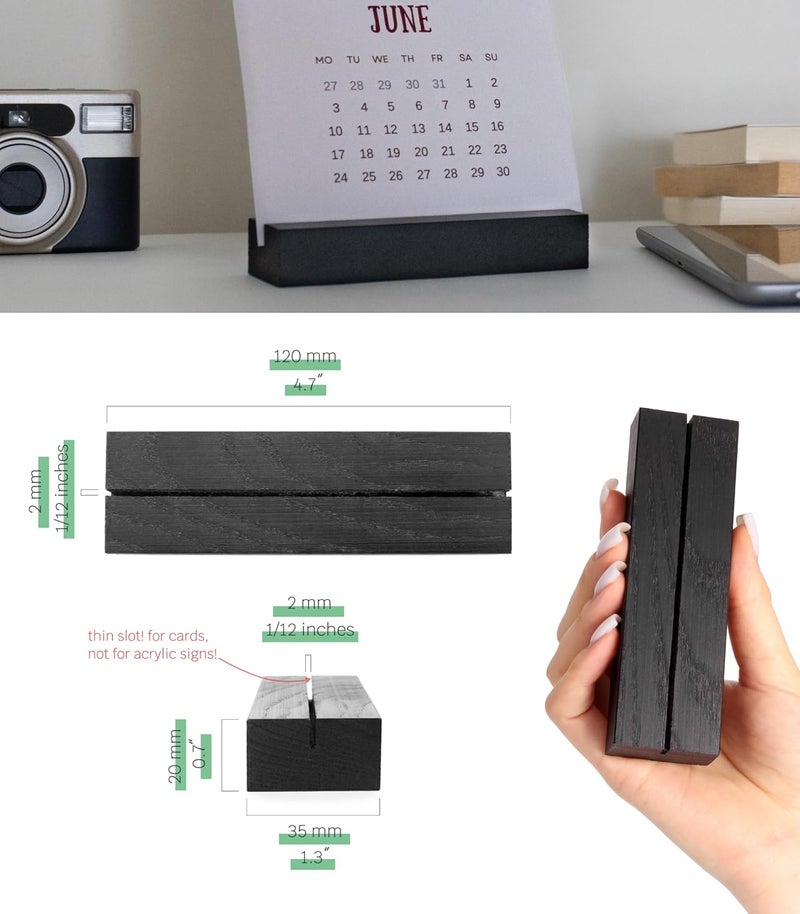 Toros 20 Pack Black Wood Place Card Holder - Events Party Tabletop Sign Holder - Table Place Cards - Table Sign Stand - Stands for Name Cards for Wedding, Party, Birthday. (Thin Slot! 20pcs Black Wood) - Image 3