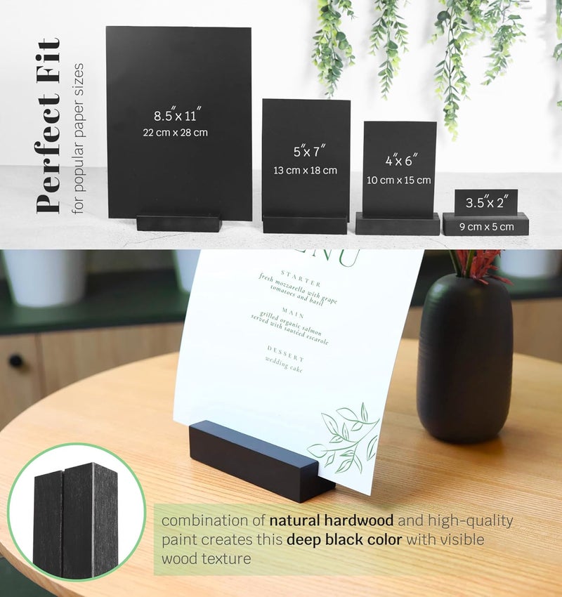Toros 20 Pack Black Wood Place Card Holder - Events Party Tabletop Sign Holder - Table Place Cards - Table Sign Stand - Stands for Name Cards for Wedding, Party, Birthday. (Thin Slot! 20pcs Black Wood) - Image 4