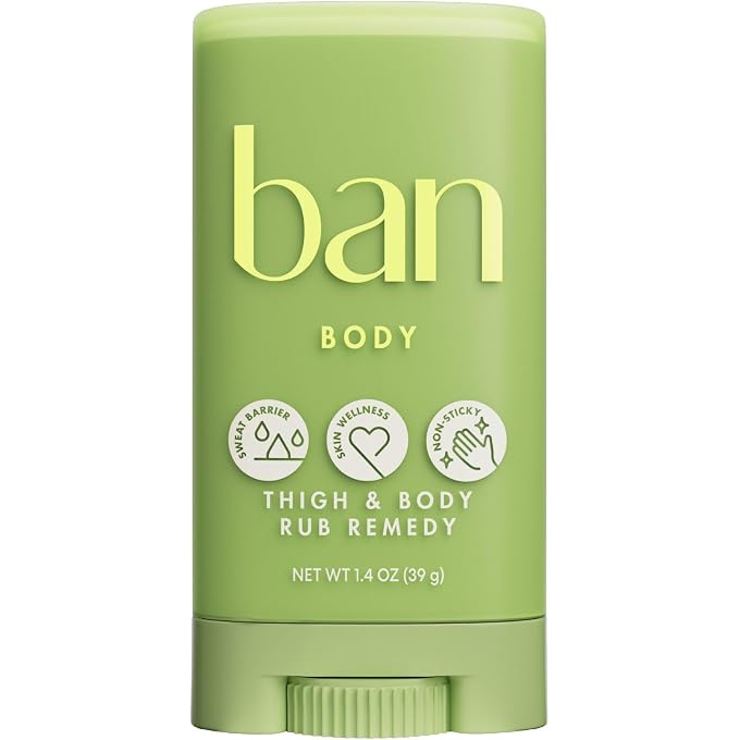 Ban Thigh & Body Anti-Friction Balm, Prevents Chafing & Skin Irritation, Anti Chafe Balm for Women & Men, Aluminum, Baking Soda & Talc Free, Unscented, 1.4 Oz - Image 1