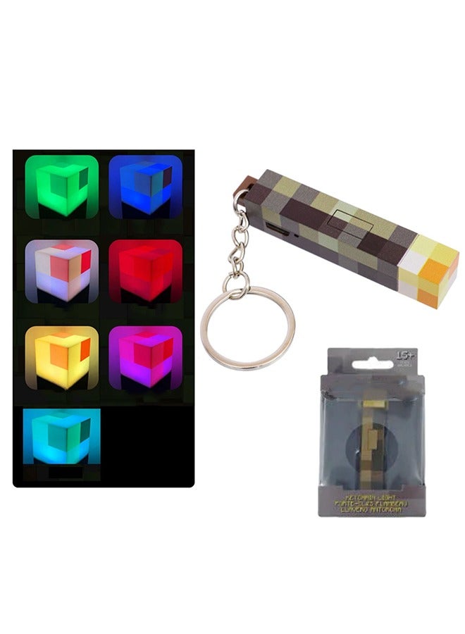 Minecraft Glow Torch Keychain, Torch Night Light Luminous TNT Building Block Light Pendant - Rechargeable Version - Image 5