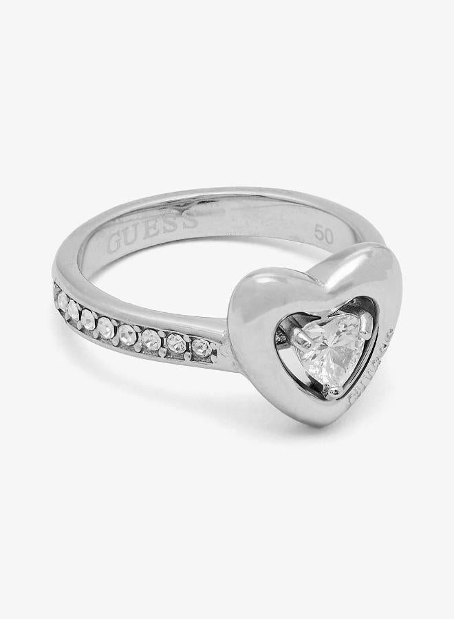 GUESS Crystal Heart Solitaire Ring - Image 1