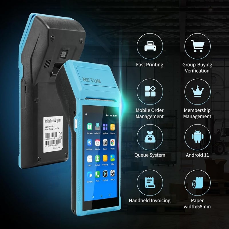 NETUM P58-S1 Handheld PDA Android 11.0 POS Terminal with Receipt Printer - Image 2