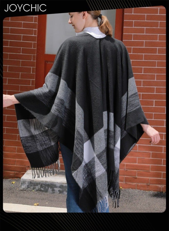 Joychic شال مخطط مزود بأشرطة للخريف والشتاء دافئ ومقاوم للرياح للنساء - Image 4