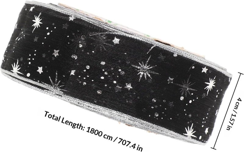 Vosarea 4cm Black Glitter Organza Ribbon Roll, Tulle Fabric Ribbon for DIY Wrapping, Balloon String, Birthday Party and Wedding Decorations - Image 2