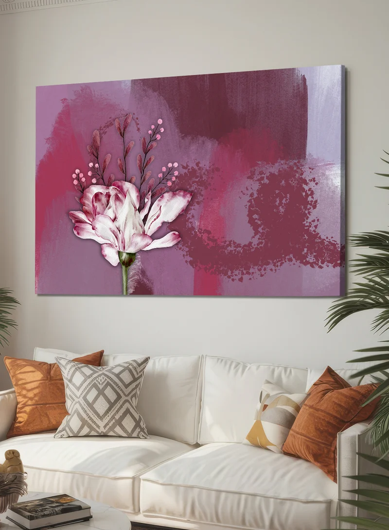 LOWHA Canvas Wall Art Stretched Over Wooden Frame with Abtract Flower Design