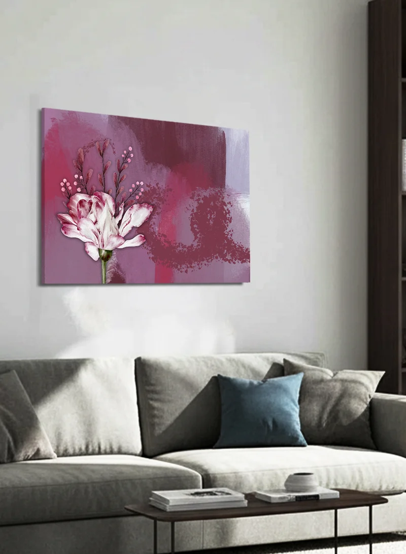 LOWHA Canvas Wall Art Stretched Over Wooden Frame with Abtract Flower Design