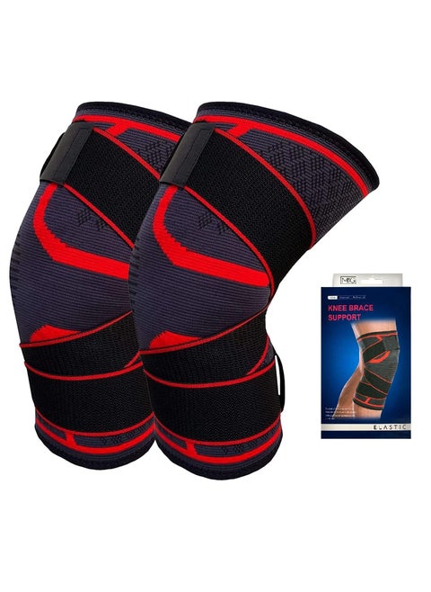 Knee Support Brace Adjustable Sleeves Knee Stabilizer Exercise and Workout for Running (Pair Pack)