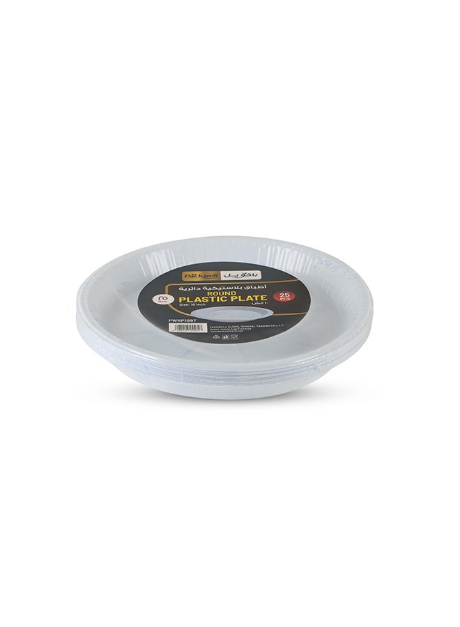 Packwell 10 " Round plastic Plate 25 pcs - Image 1