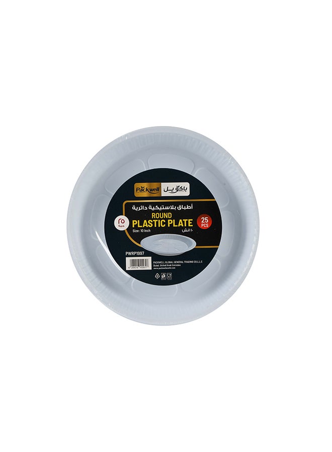 Packwell 10 " Round plastic Plate 25 pcs - Image 2
