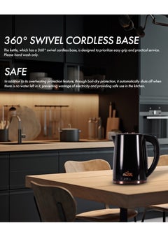 Any Morning Stainless Steel Hot Water Kettle 1.8L, Water Boiler 61oz, Kettle with Auto Shut Off, Boil Dry Protection, Cordless Electric Tea Kettle, 360 Swivel Base, 1500W - DE231801  - Image 4