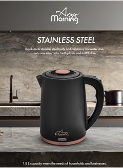 Any Morning Stainless Steel Hot Water Kettle 1.8L, Water Boiler 61oz, Kettle with Auto Shut Off, Boil Dry Protection, Cordless Electric Tea Kettle, 360 Swivel Base, 1500W - DE231801  - Image 3