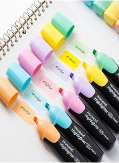 Monami 6-Pack Fluorescent Markers – Bold & Vivid Colors, Wide Chisel Tip for Various Line Thicknesses, Green, Yellow, Orange, Pink, Purple, Bright Blue  - Image 4