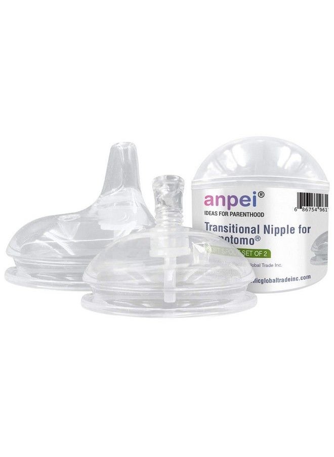 AnPei - Straw And Sippy Cup Transitional Nipples Set Of 2 With Nipple Storage Case Compatible With Comotomo Baby Bottles 5 Oz And 8 Oz - Image 1