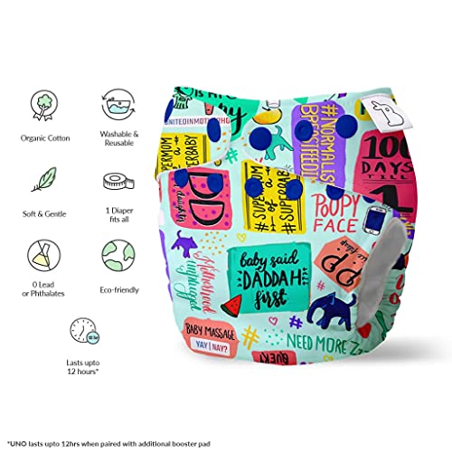 SuperBottoms Cloth Diapers for babies - Cloth Diaper Combo Pack of 2 Freesize UNO| Reusable Cloth Diapers for babies 3M to 3Y | With 2 organic cotton inserts/pads - Image 5