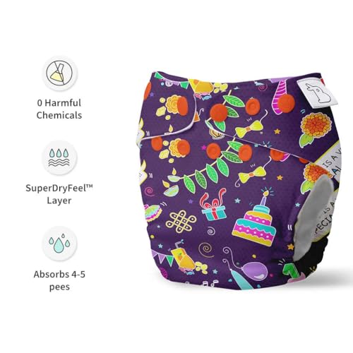 SuperBottoms Cloth Diapers for babies - Cloth Diaper Combo Pack of 2 Freesize UNO| Reusable Cloth Diapers for babies 3M to 3Y | With 2 organic cotton inserts/pads - Image 3