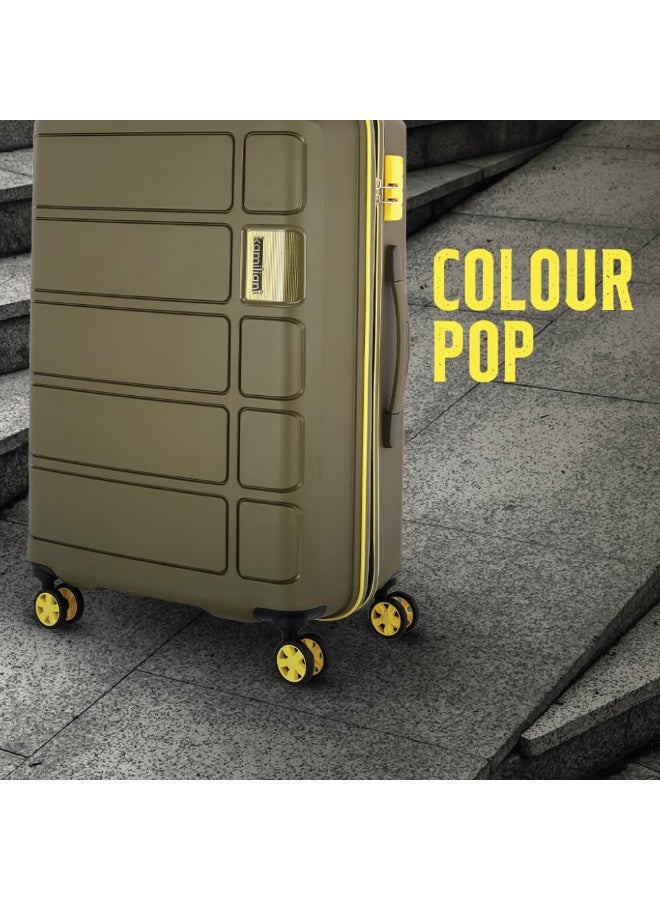 Kamiliant by American Tourister Harrier Zing|Trolley Bag Check-in Large (79 cms) for Travel|Hard Case Polypropylene (PP) Suitcase|360° 8-Wheel Spinner Luggage Trolley|Combination Lock|Military Olive - Image 1