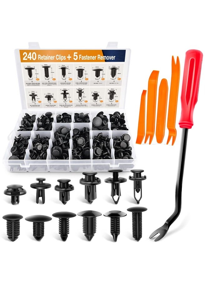 Beauenty 240PCS Bumper Retainer Clips Car Plastic Rivets Fasteners Push Retainer Kit Most Popular Sizes Auto Push Pin Rivets Set -Door Trim Panel Fender Clips for Honda Chrysler GM Ford Toyota - Image 1