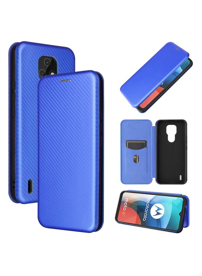 S-TOP Case For Motorola Moto E7 Carbon Fiber Texture Horizontal Flip TPU + PC + PU Leather Case with Card Slot - Image 1
