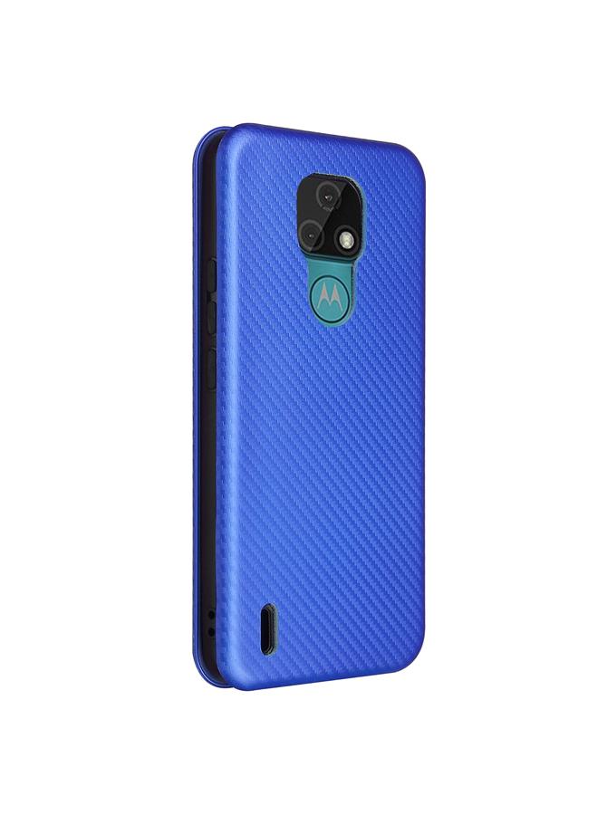 S-TOP Case For Motorola Moto E7 Carbon Fiber Texture Horizontal Flip TPU + PC + PU Leather Case with Card Slot - Image 3