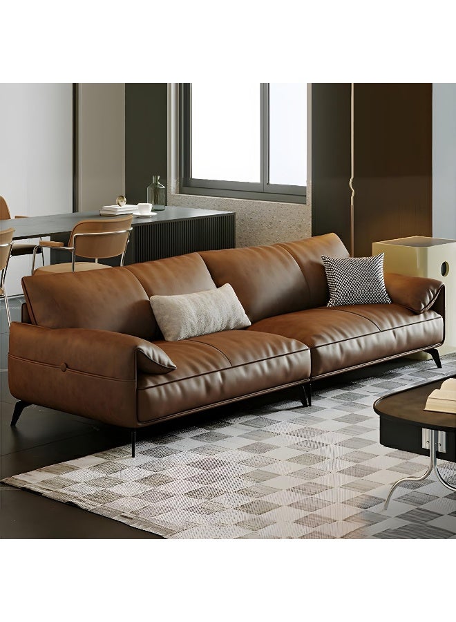 Comfynest Comfynest Brown Faux Leather Modern Sofa With Pillow Top Arm And Tear Resistant  - Image 4