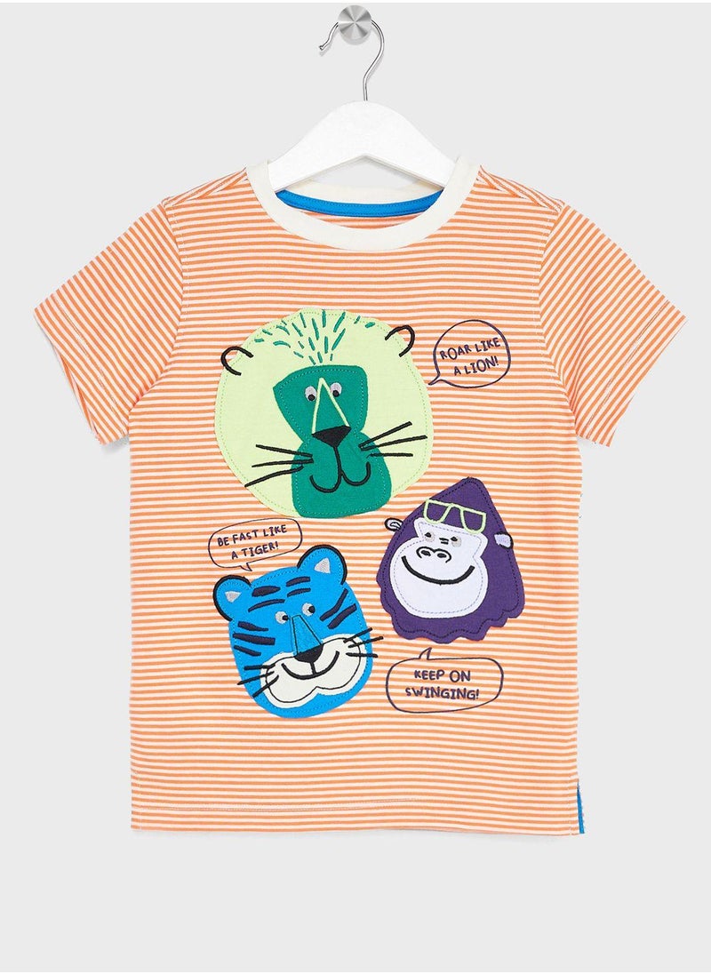 mothercare Striped Animal T-Shirt  - Image 1