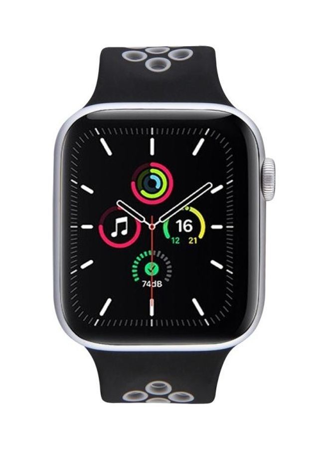 NIBEMINENT Elastic Silicone Watchband For Apple Watch SE 6/5/4 44mm 3/2/1 42mm Black/Grey - Image 4