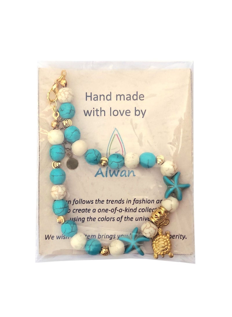 Alwan Long Size Anklet with a Turtle and 2 Starfish for Women - Image 4