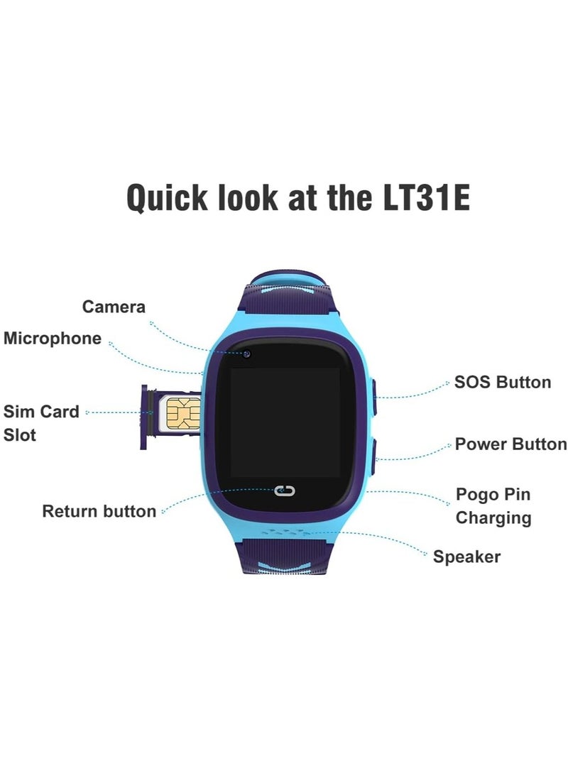 AROAQ - LT31 Kids Smart Watch With 4G SIM Support SOS Video Chat Camera Alarm Clock LBS Positioning And IP67 Waterproof Design - Image 1