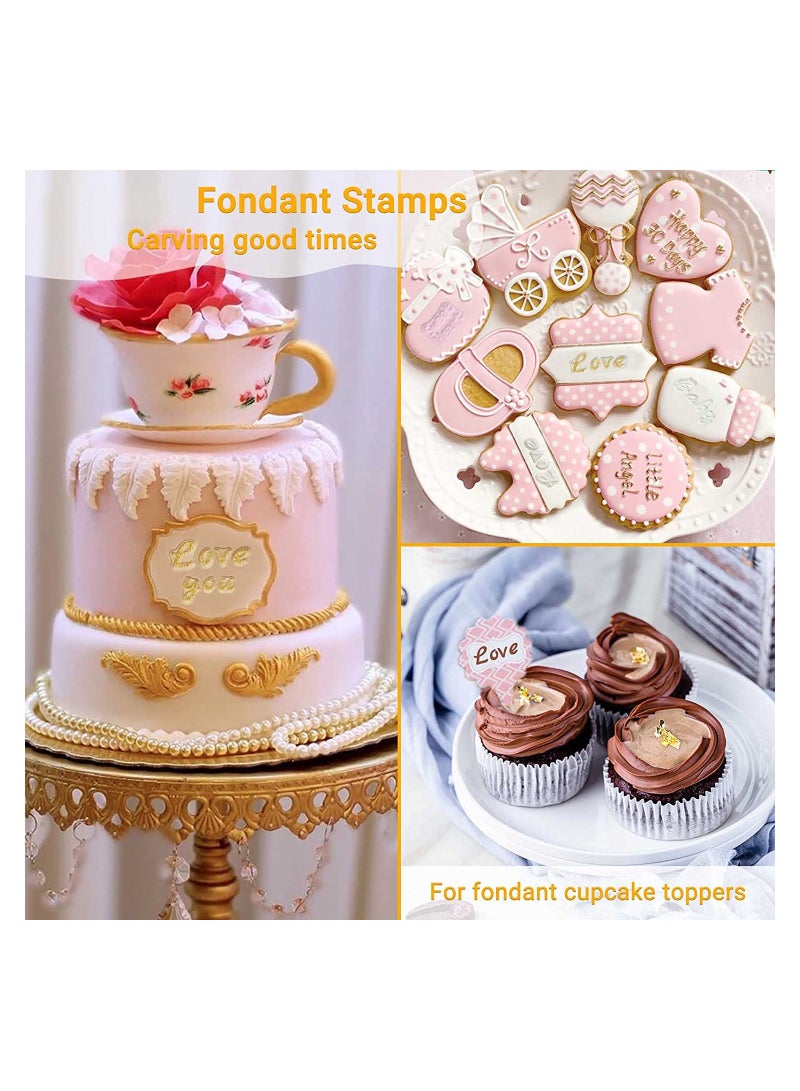 Excefore Alphabet Cake Stamp Set Acrylic Stamping Blocks 5 Pieces Cake Brushes Embossed Alphabet Tool for DIY Baking - Image 4