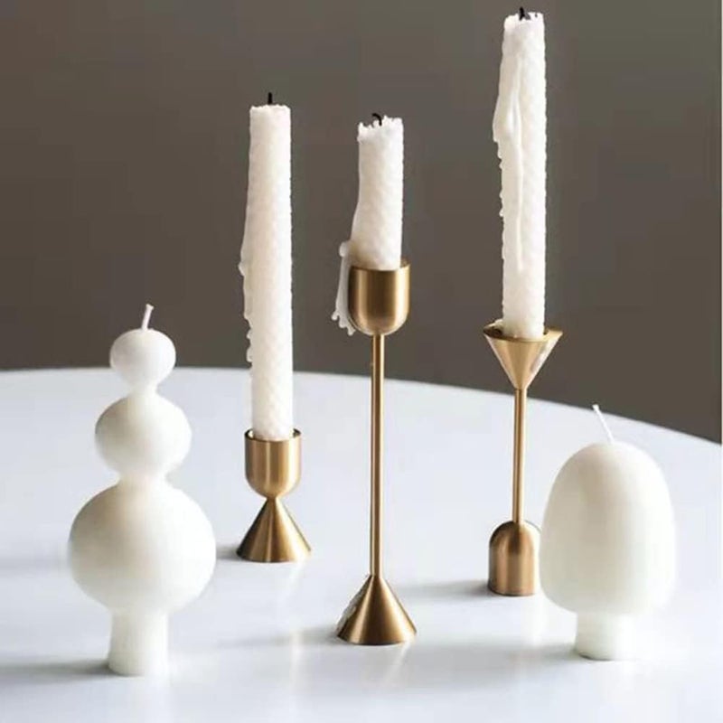 Brass Gold Candlestick Holder - Set of 3 Taper Candle Holders for Table Mantel Wedding Housewarming Gift - Image 3