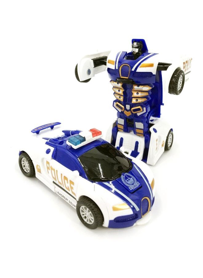 NIBEMINENT Police Car Pull Back Bump Into Transformation Toy Blue  - Image 2